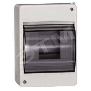Щит навесной ЩРН-П- 8 IP41 пластиковый белый прозрачная дверь (1ряд, 8модуля) ИЭК