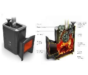 Печь банная ГЕЙЗЕР 2014 Carbon (дверца антрацит, закр.каменка, терракота) Термофор 
