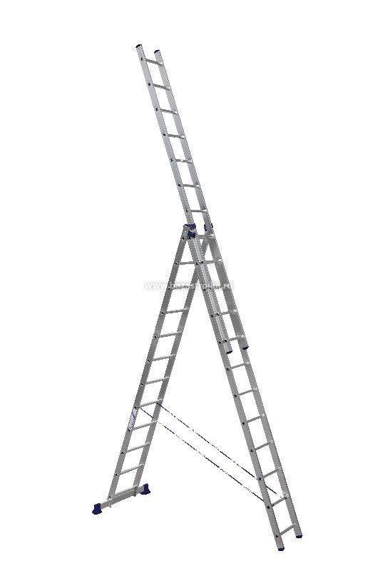 Лестница трехсекционная алюмин. 12 ступеней (высота 5,6-7,86м) H3 5312 АЛЮМЕТ