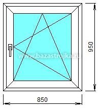 Окно пластиковое 850х950 открытие правое+проветривание однокамерное ЗАКАЗ