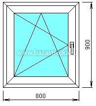 Окно пластиковое 800х900 открытие левое+проветривание однокамерное ЗАКАЗ